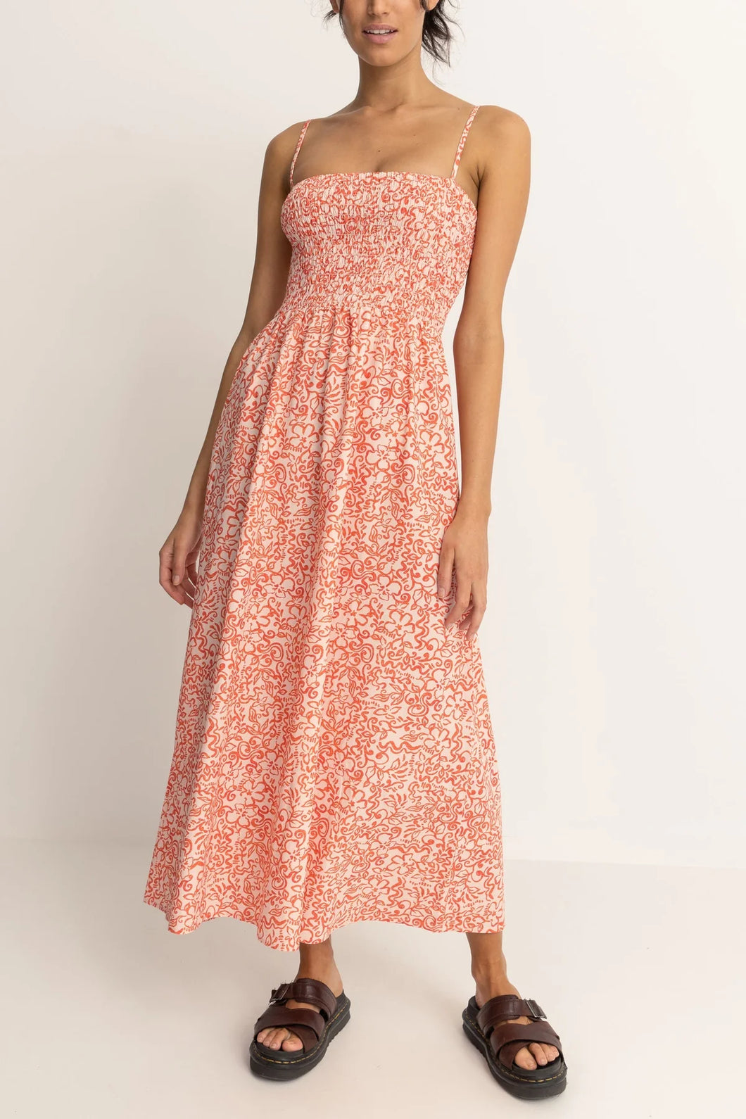 Islander Floral Shirred Midi Dress - Rhythm