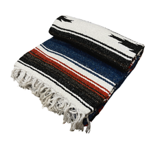 Load image into Gallery viewer, Harvest Moon Baja Diamond Blue Mexican Blanket