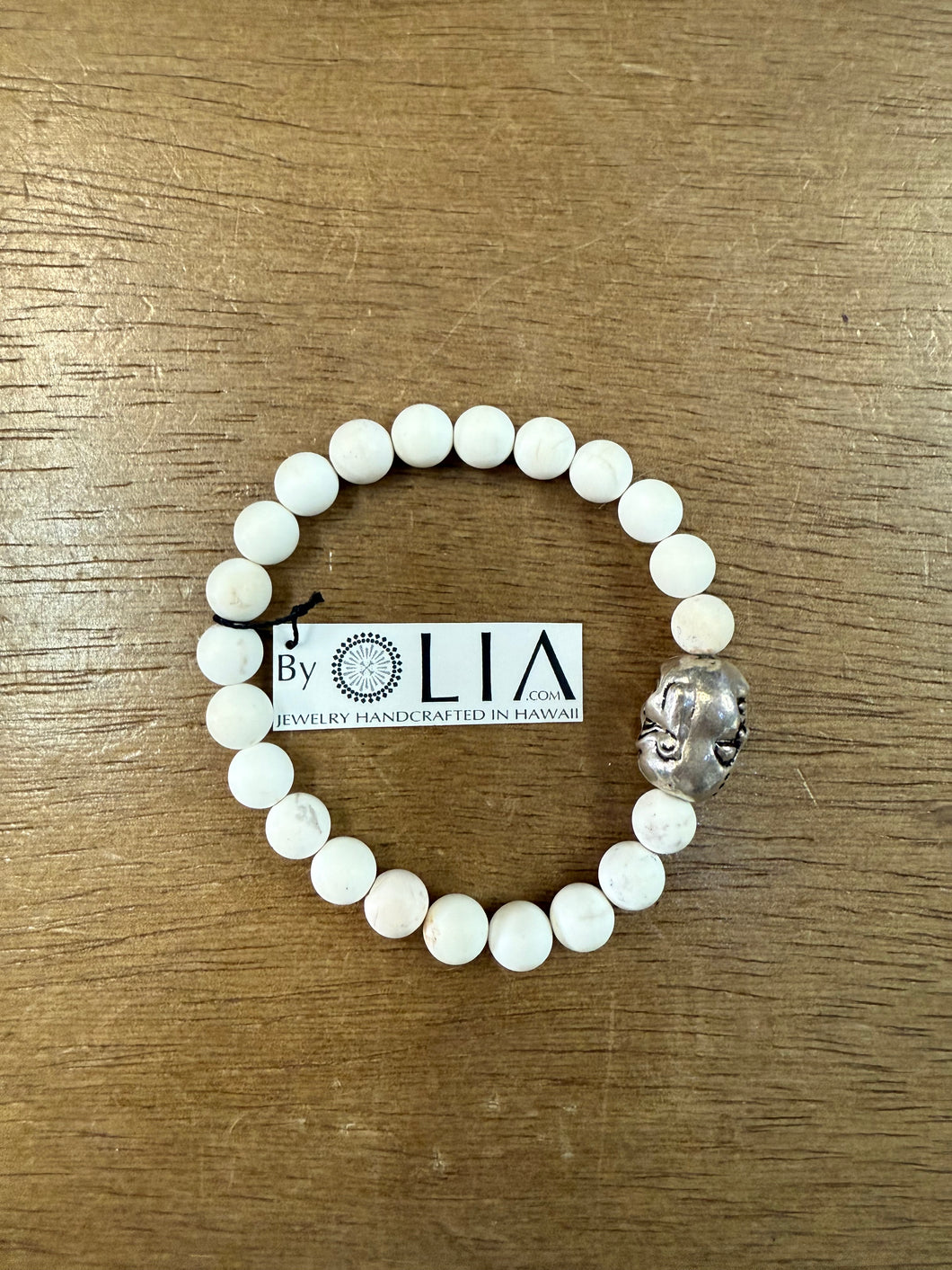 Howlite Beads Sterling Silver Buddha Bracelet - Olia