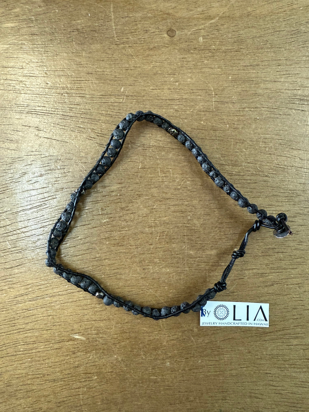 Lava Rock Beads Leather Wrap Bracelet - Olia