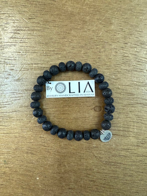 Lava Rock Beads Sterling Silver WTF Bracelet - Olia