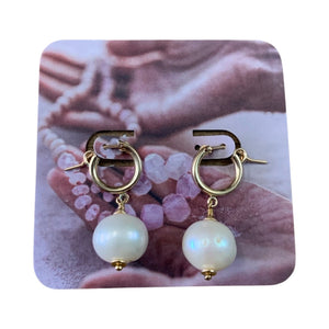 14KGF Freshwater Pearl Balls  Earrings - Olia