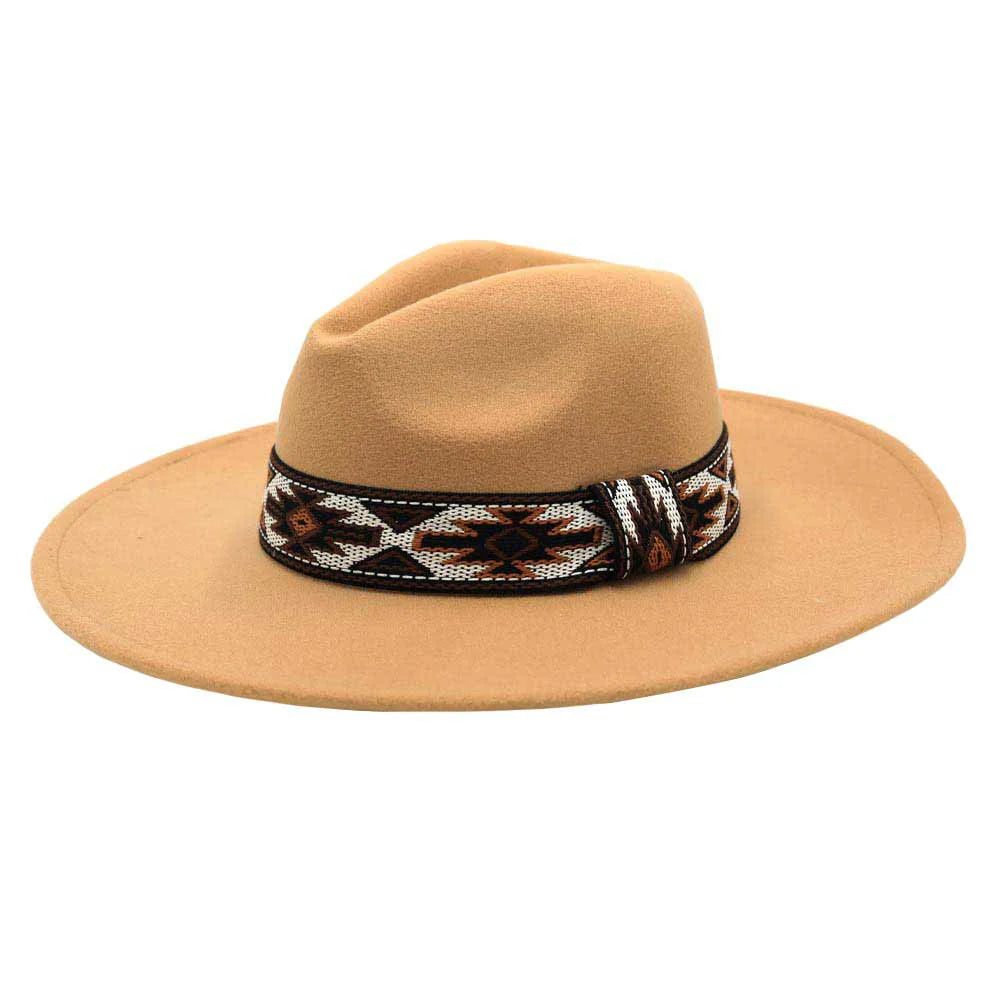 Tribal Band Panama Hat- Taupe