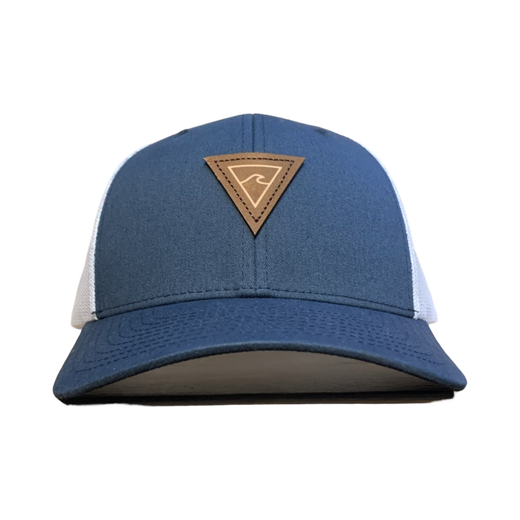 Pre Curved Cotton Twill & Mesh Trucker Hat (Navy/White) - Rhode Island Surf Co.