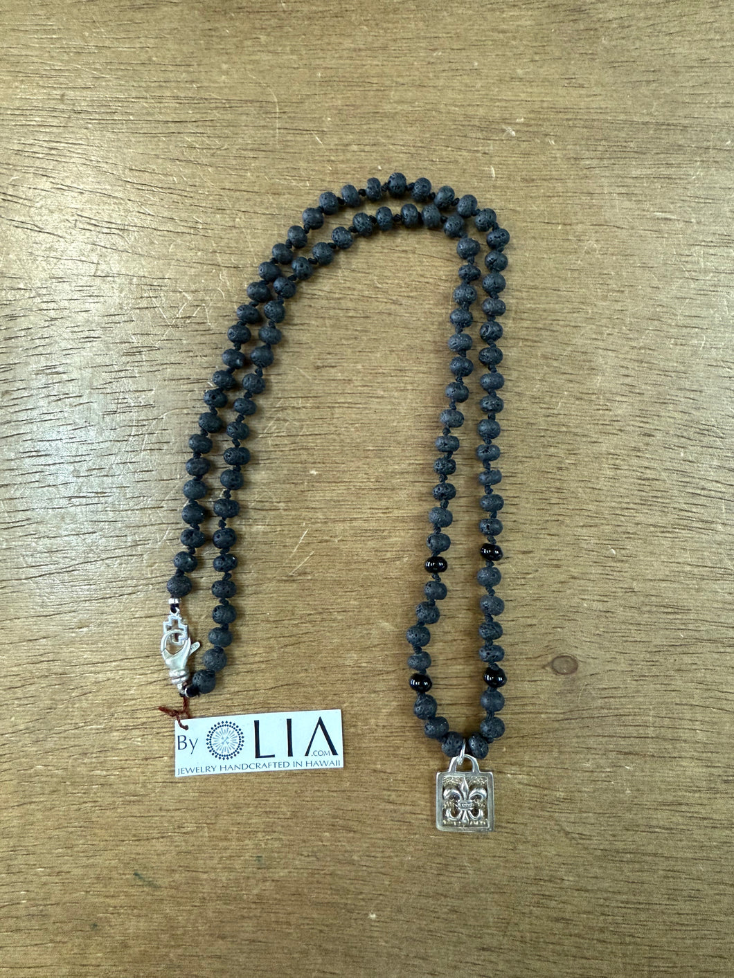 Sterling Silver Lava Rock Beads Necklace - Olia