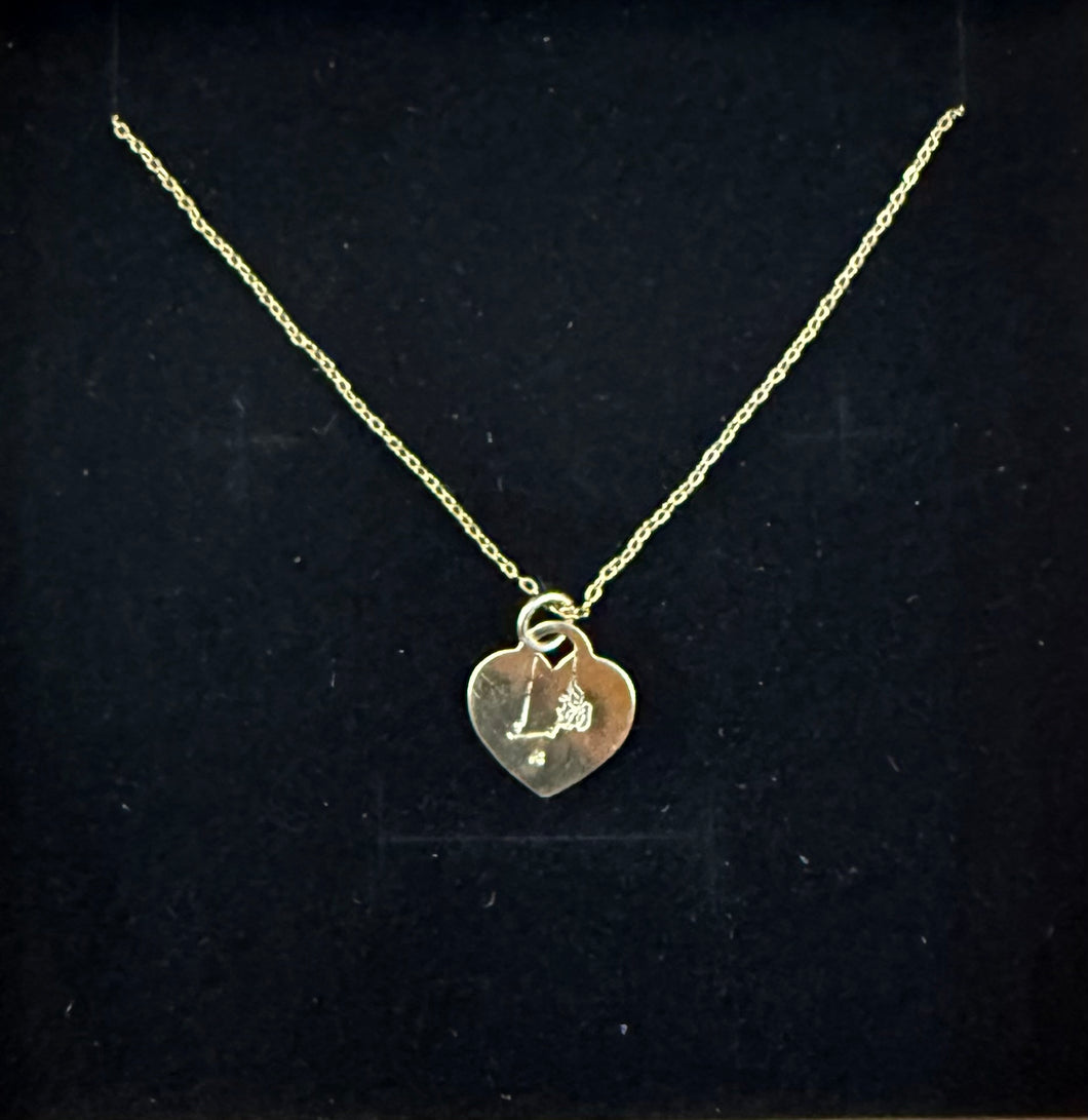 RI State Heart Engraved Necklace - Olia