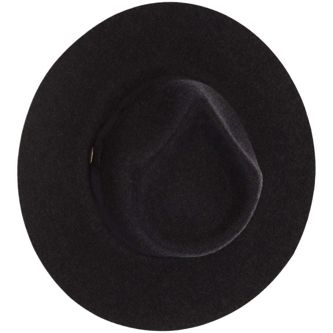 C.C Ribbon Band Trim Wool Felt  Panama Hat- Heather Dark Gray