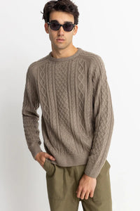 Mohair Fishermans Knit (Sand) - Rhythm.