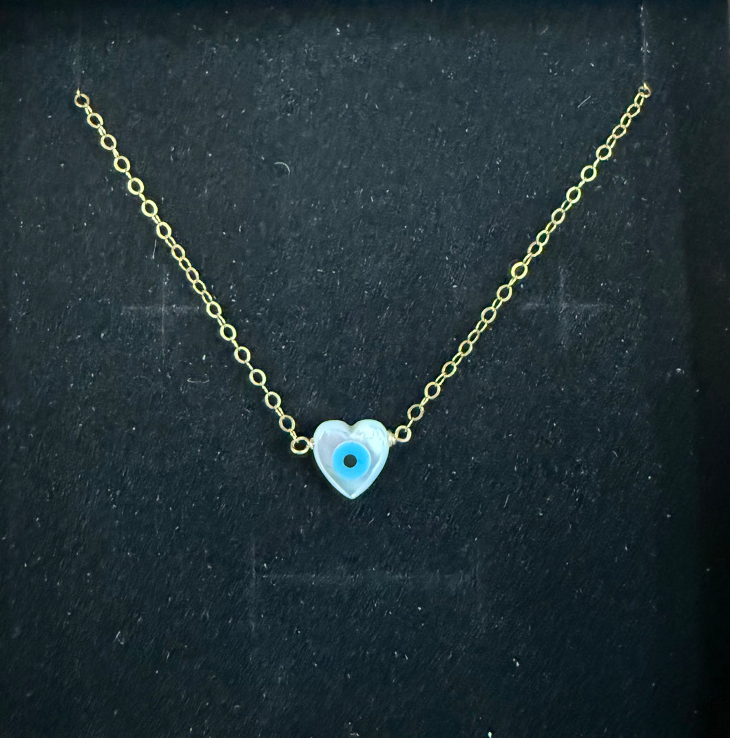 Small Mother of Pearl Heart Necklace - Olia