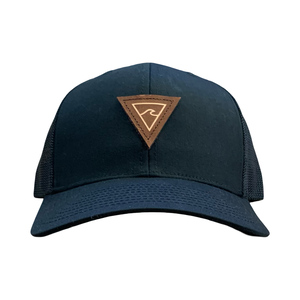 Pre Curved Cotton Twill & Mesh Trucker Hat (Black) - Rhode Island Surf Co.