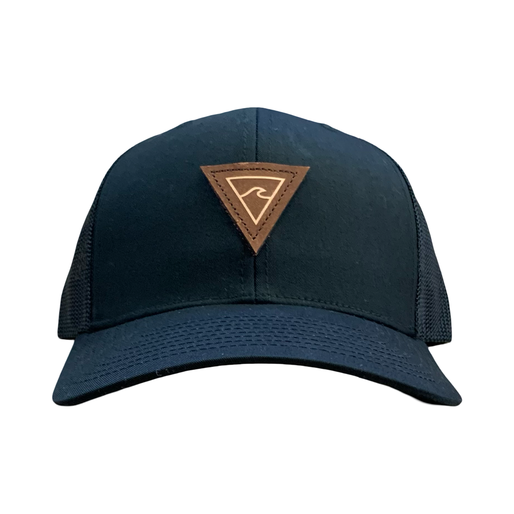 Pre Curved Cotton Twill & Mesh Trucker Hat (Black) - Rhode Island Surf Co.