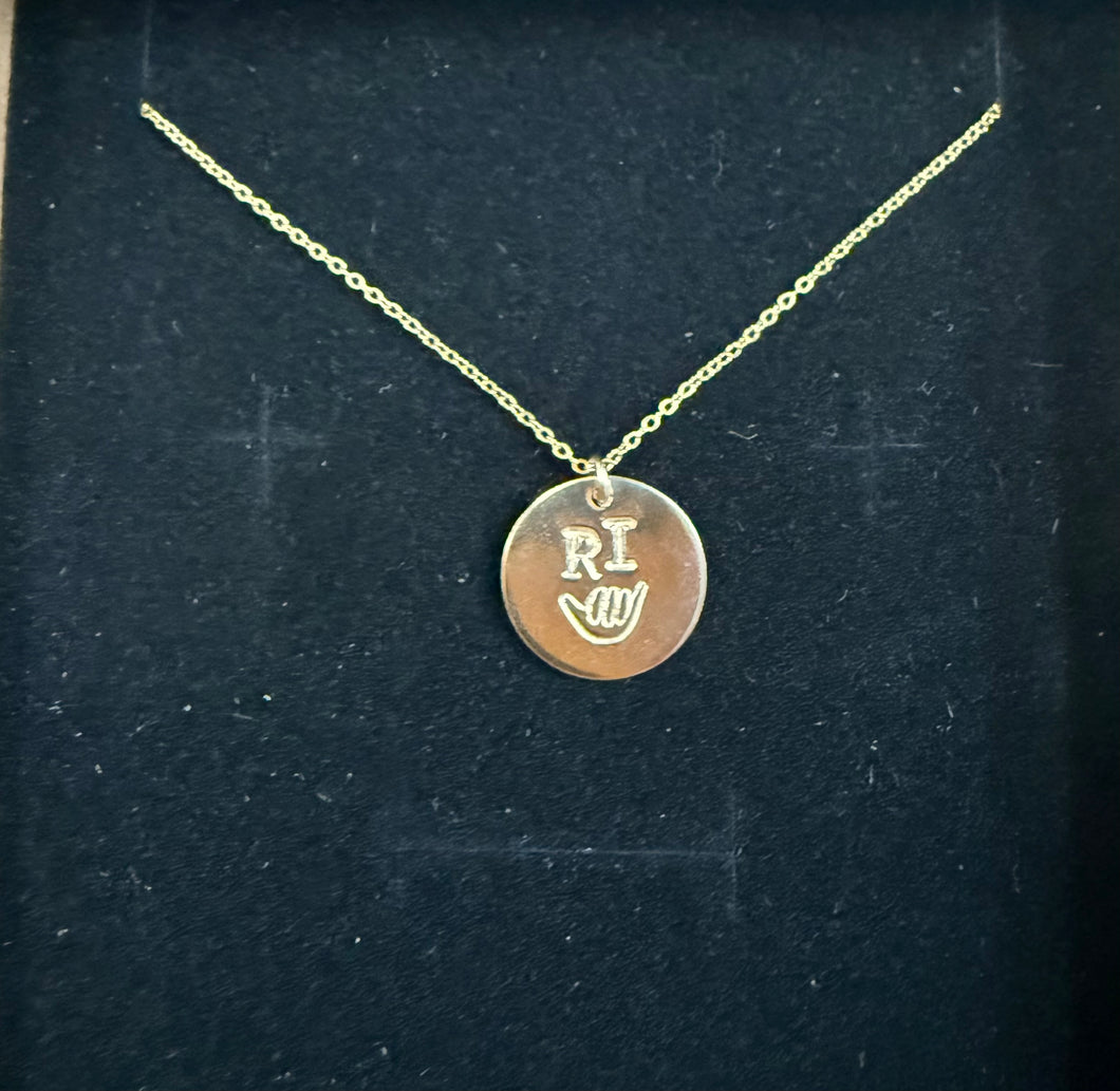 RI and Shaka Engraved Coin Necklace - Olia