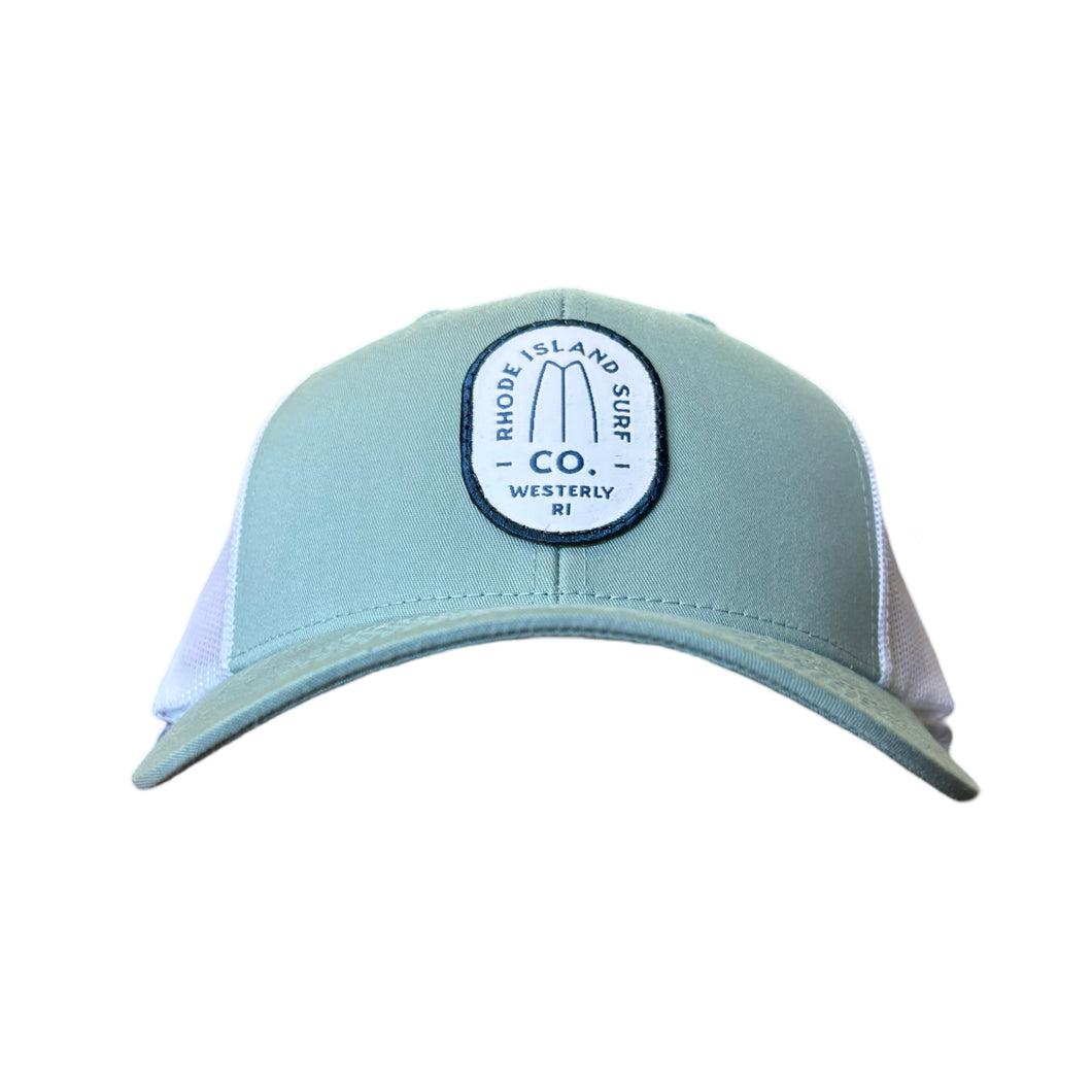 Westerly Brand Patch Mesh Trucker Hat (Smoke Blue / White)- Rhode Island Surf Co.