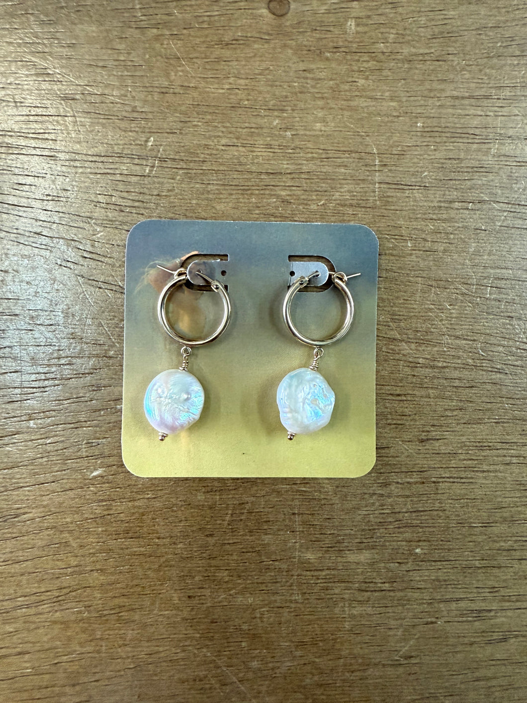 14KGF Hoop Non-Tarnish Hypo Allergenic Freshwater Pearl Earrings - Olia