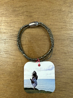 Stone Pyrite Beads and Magnet Bracelet - Olia