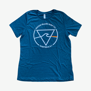 Women's "Dark Side of The Wave" Tee (Blue Tri-blend) - Rhode Island Surf Co.