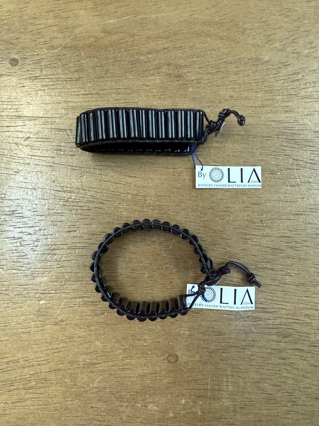 Onyx Leather Wrap Bracelet - Olia