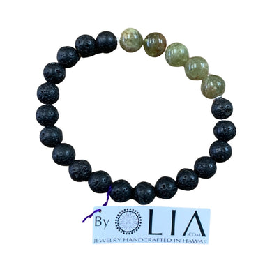 Lava Rock and Green Garnet Bracelet - Olia