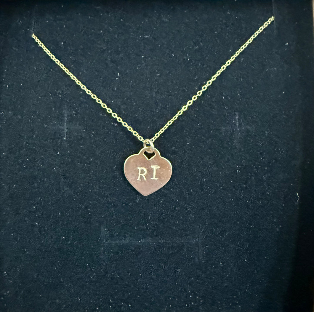 14KGF RI Engraved Heart Necklace (Hypoallergenic) - Olia