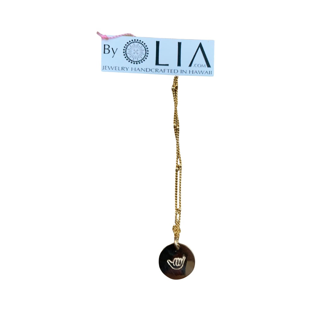 14KGF Shaka Coin Chain Necklace (Hypoallergenic) - Olia