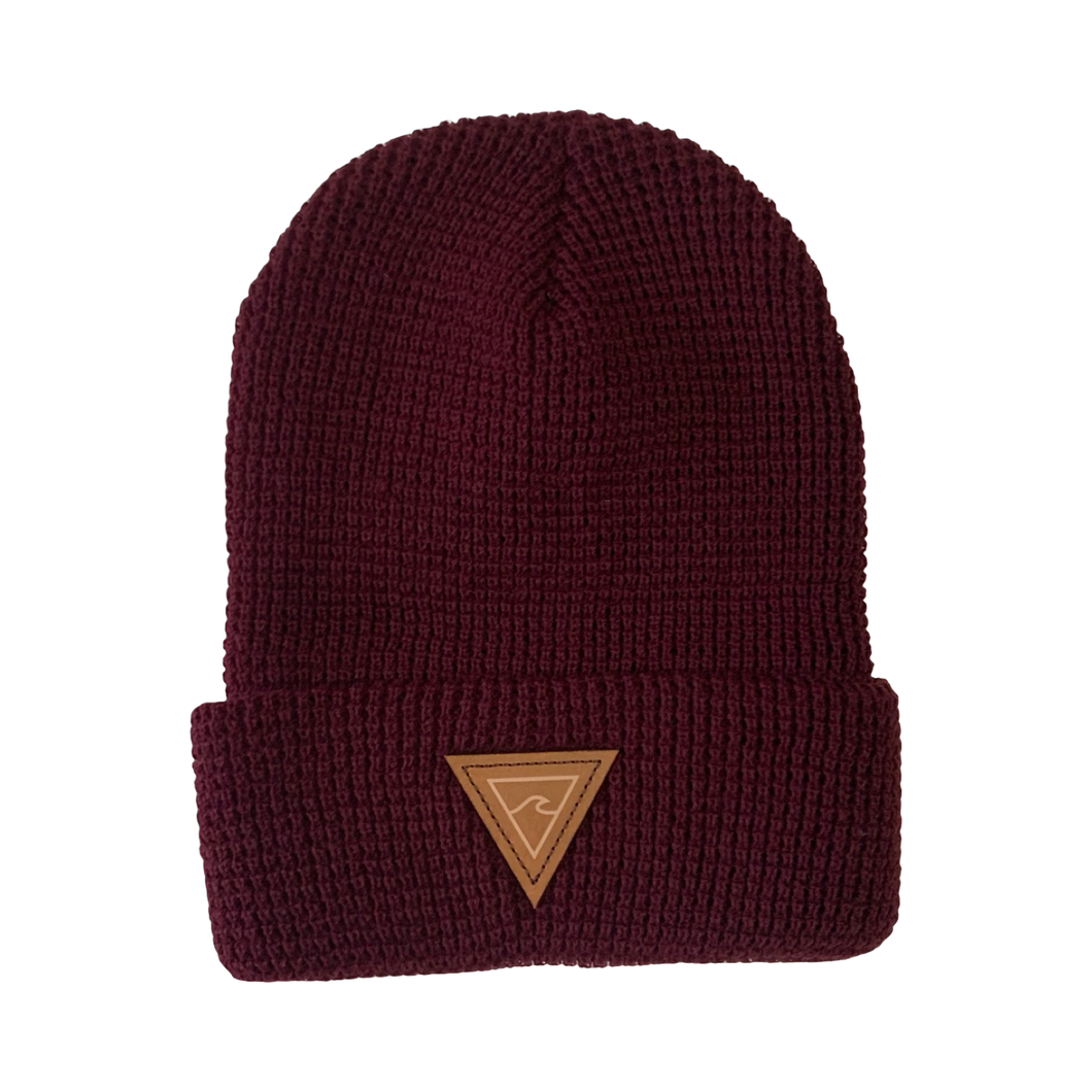 Waffle Knit Beanie (Burgundy) - Rhode Island Surf Co.