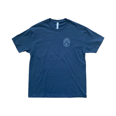 6oz Heavy Knit Cotton Westerly Fish Logo Tee (Steel Blue) - Rhode Island Surf Co.