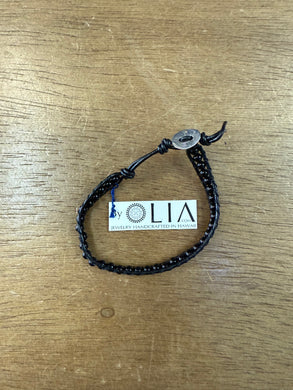 Onyx Leather Wrap Bracelet - Olia
