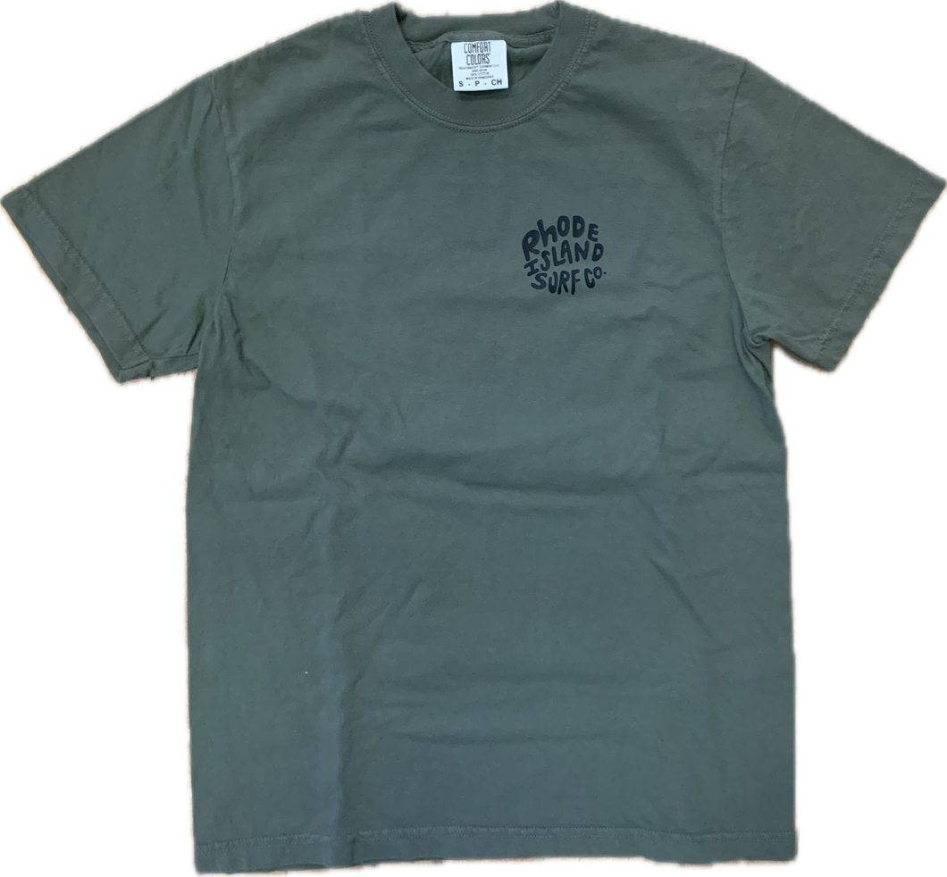 Fin + Flowers Heavy Knit Cotton Tee (Green)- Rhode Island Surf Co.