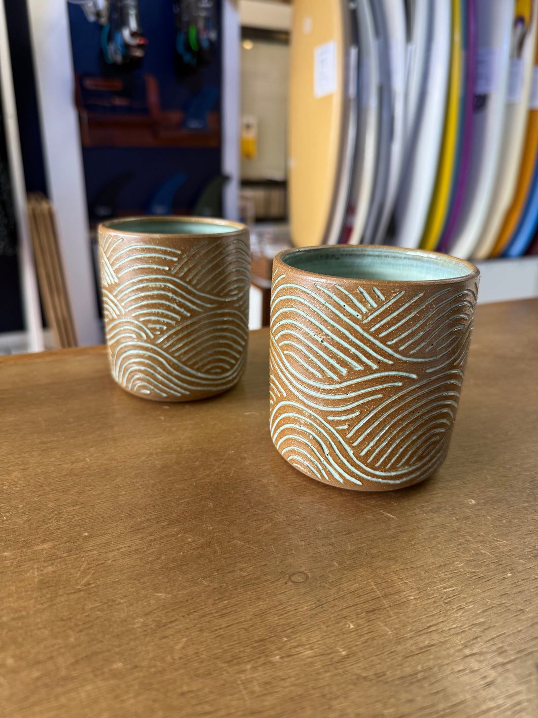 Carved Wave Cup - Downeaster Pottery