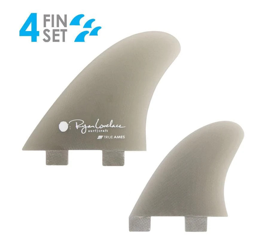 Lovelace Piggyback Quad (FCS) Solid Fiberglass (Smoke) - True Ames