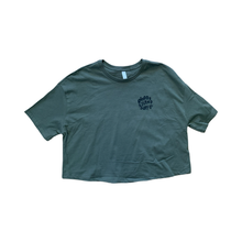 Load image into Gallery viewer, Women&#39;s Premium Flowy Crop- Fin Logo (Army Green) - Rhode Island Surf Co.