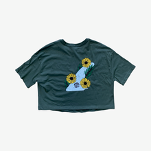 Load image into Gallery viewer, Women&#39;s Premium Flowy Crop- Fin Logo (Army Green) - Rhode Island Surf Co.