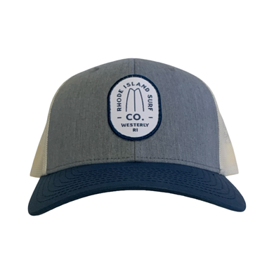 Westerly Brand Patch Mesh Trucker Hat (Heather Grey/Birch/Light Navy)- Rhode Island Surf Co.