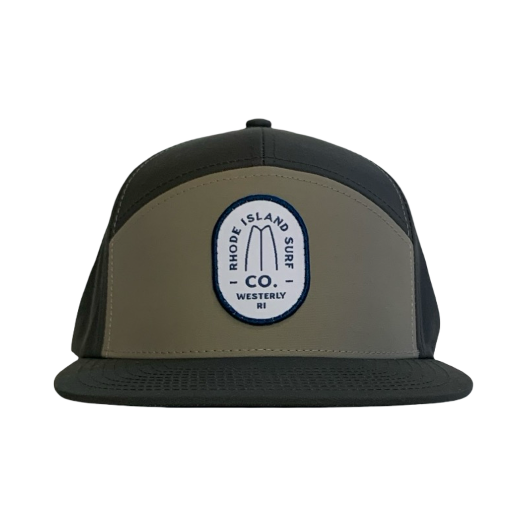 Westerly Brand Patch Performance 7 panel Hat (Gravel/Basalt) - Rhode Island Surf Co.