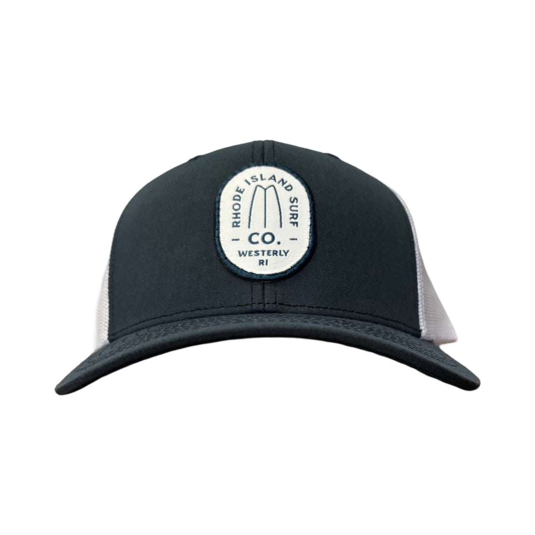 Westerly Brand Patch Mesh Trucker Hat (Navy)- Rhode Island Surf Co.