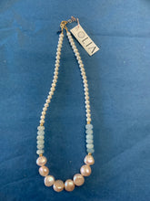 Load image into Gallery viewer, 14KGF Chain Freshwater Pearls Aquamarine Necklace - Olia