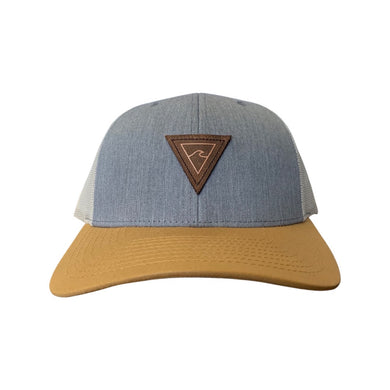 Pre Curved Cotton Twill & Mesh Trucker Hat (Heather Grey /Birch /Biscuit) - Rhode Island Surf Co.