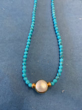 Load image into Gallery viewer, 14KGF Turquoise &amp; Freshwater Pearl Necklace - Olia