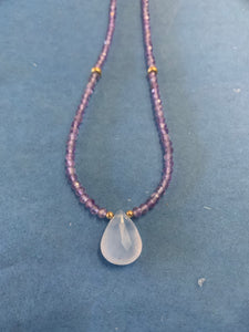 14KGF Chalcedony Amethyst Necklace - Olia