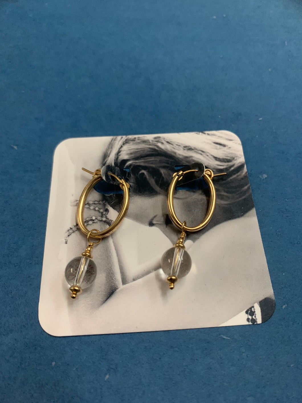 14KGF Clear Quartz Earrings - Olia