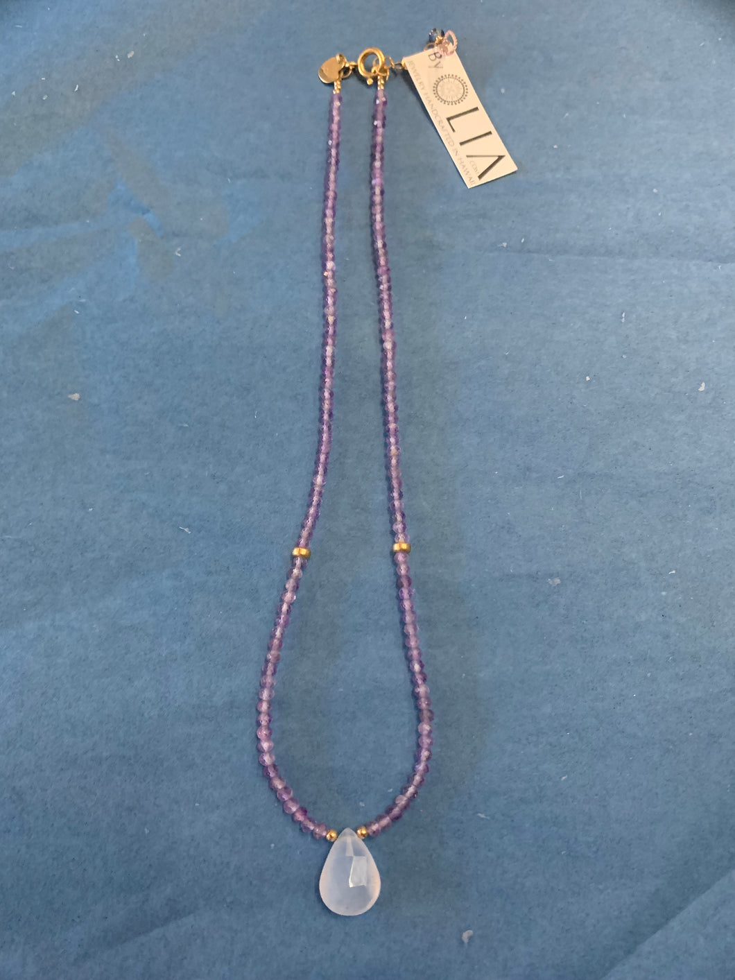 14KGF Chalcedony Amethyst Necklace - Olia