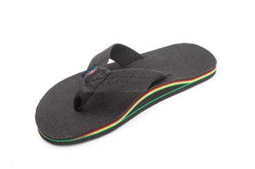The Rastafarian Single Layer Black Hemp with Rasta Mid Sole - Rainbow Sandals